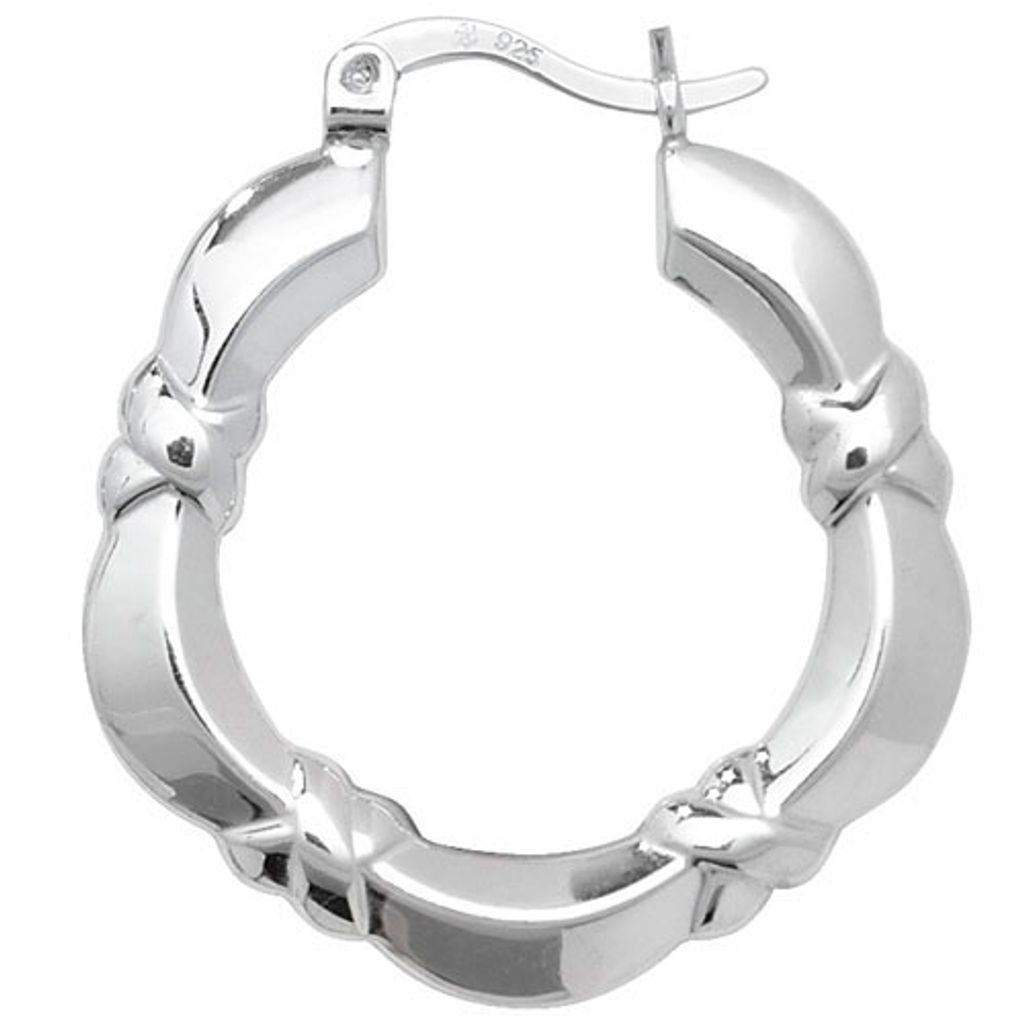 Schöne 925 Sterling Silber Damen - Paar Creolen - 29mm*26mm; TRS22576