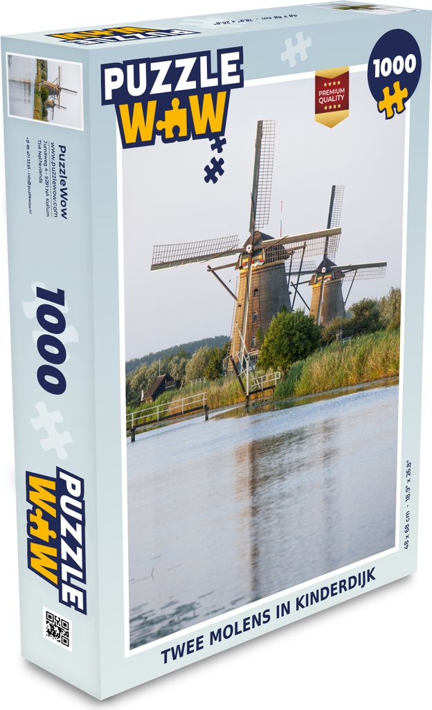 MuchoWow Puzzle 1000 Teile Zwei Windmühlen in Kinderdijk - Spielzeug - Alt und Jung - Spiele - Puzzeln