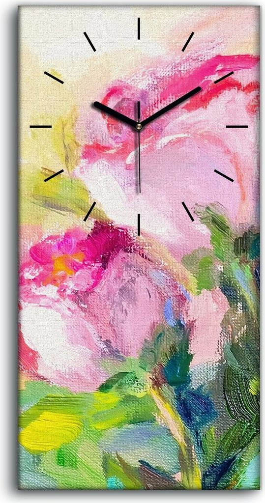 Wohnzimmer-Bild Leinwand Uhr Geräuschlos 30x60 Ölgemälde Produktbild 