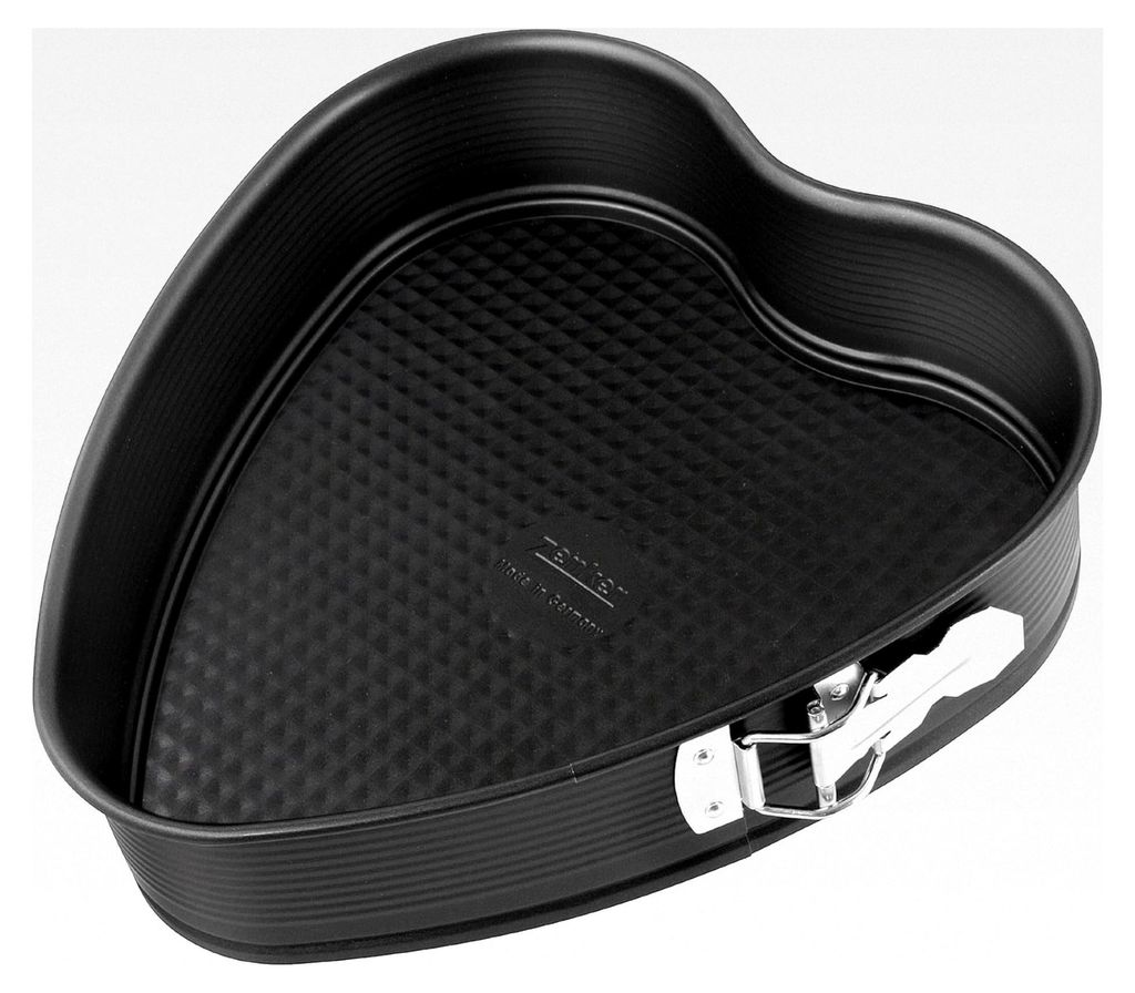 Herzbackform Ø 26 cm, für das Backen mit Liebe, ein großes Herz für Lieblingsmenschen (Farbe: Schwarz), Menge: 1 Stück
