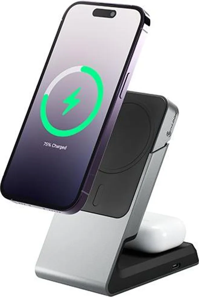 Alogic Ladegerät 15W Chargeur 2-en-1 MagSafe avec Support Qi Noir