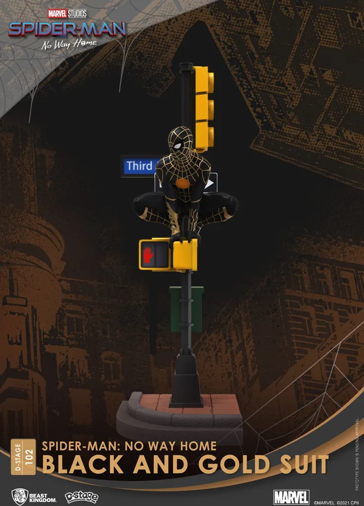 Figurine Spider-Man No Way Home D-Stage BKDDS-102 Costume Noir et Or