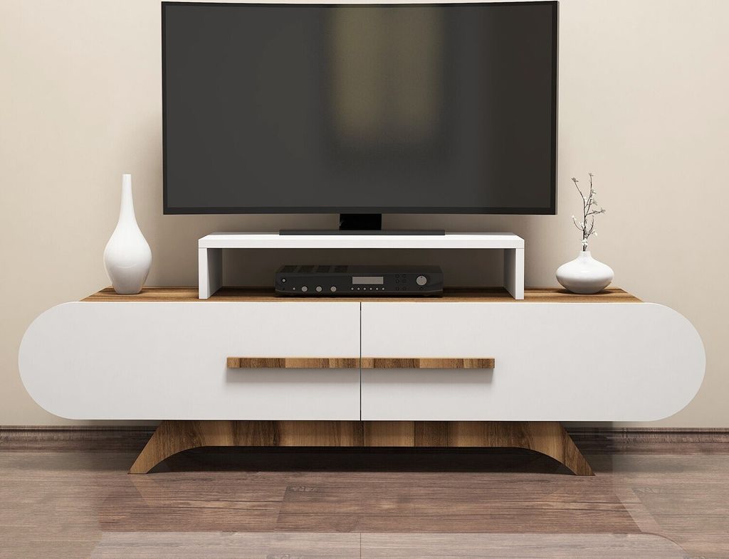 Skye Decor, Rose - Walnut, White, TV-Schränke, Nussbaum, 145 x 49,8 x 36,8 cm