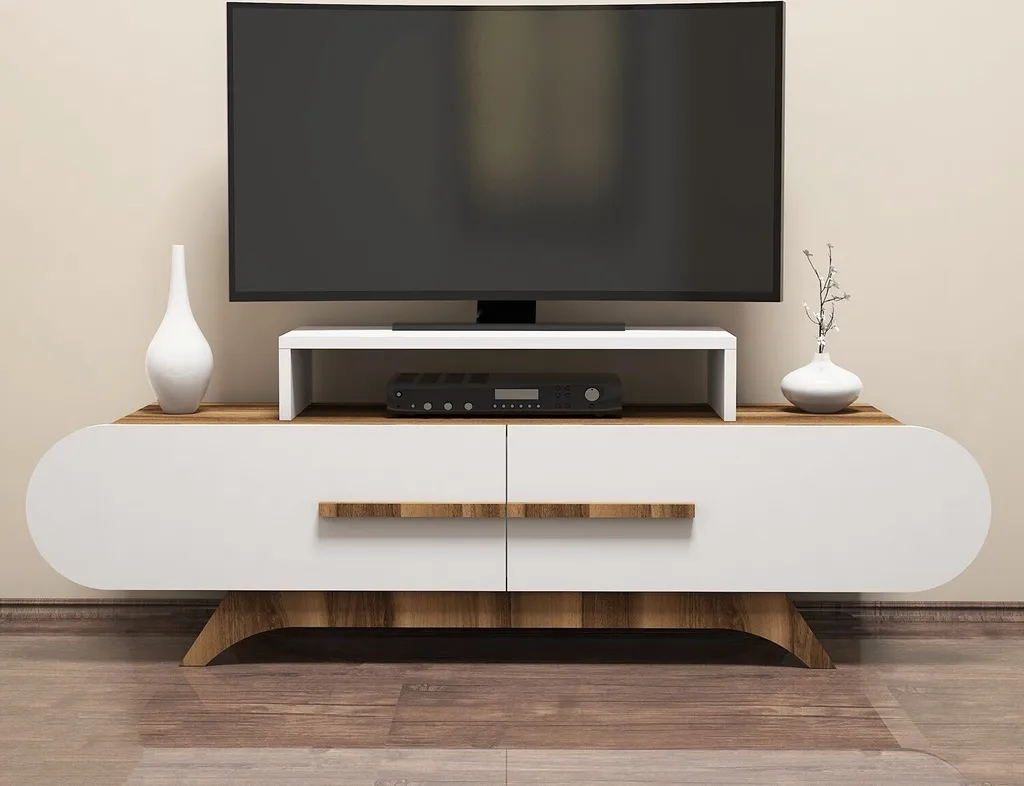 Meuble TV Skye Decor Rose Noyer et Blanc - Dimensions 145 x 49,8 x 36,8 cm