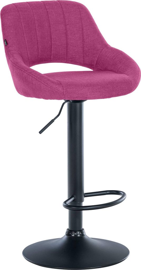 CLP Barhocker Milet Stoffbezug höhenverstellbar drehbar mit Rückenlehne Farbe lila Gestell Farbe schwarz