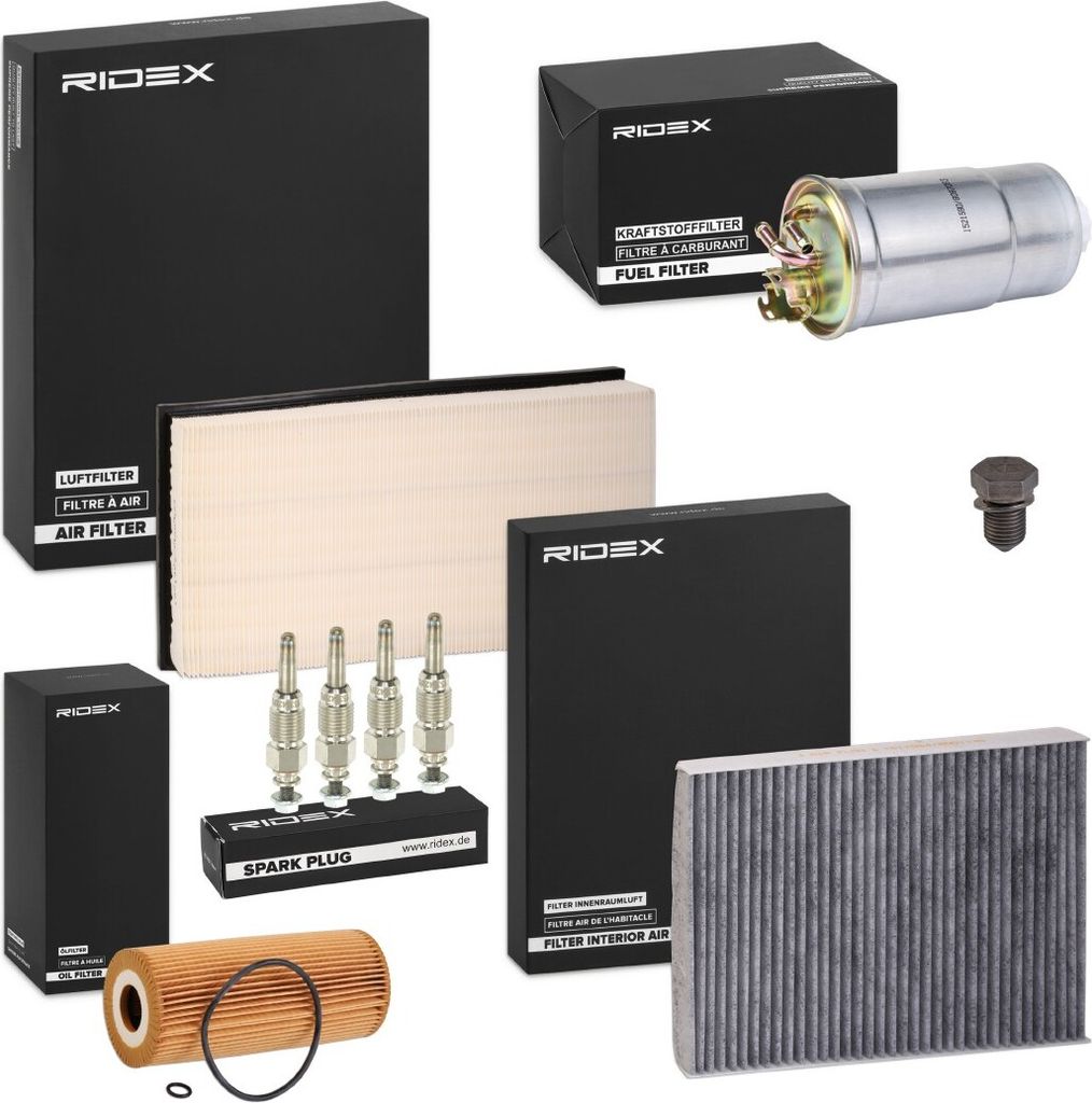 RIDEX Inspektionspaket Filterset für VW Golf IV Schrägheck (1J1) Golf IV Variant (1J5) Bora Limousine (1J2) Bora Variant (1J6) New Beetle Schräg...