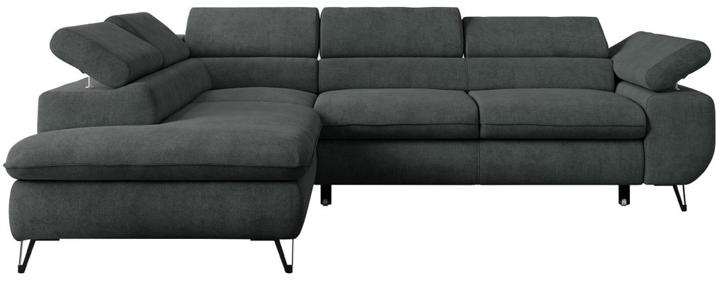 Ecksofa Sofa Grau, Wohnlandschaft L-Form mit Schlaffunktion Produktbild 