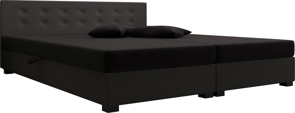 AURA SOFA Boxspringbett NEMO DOUBLE 180x195 Komplett-Set mit Bonell Matratze, Polsterbett mit Bettkästen - Dunkelgrau/Schwarz, SAWANA 05/14
