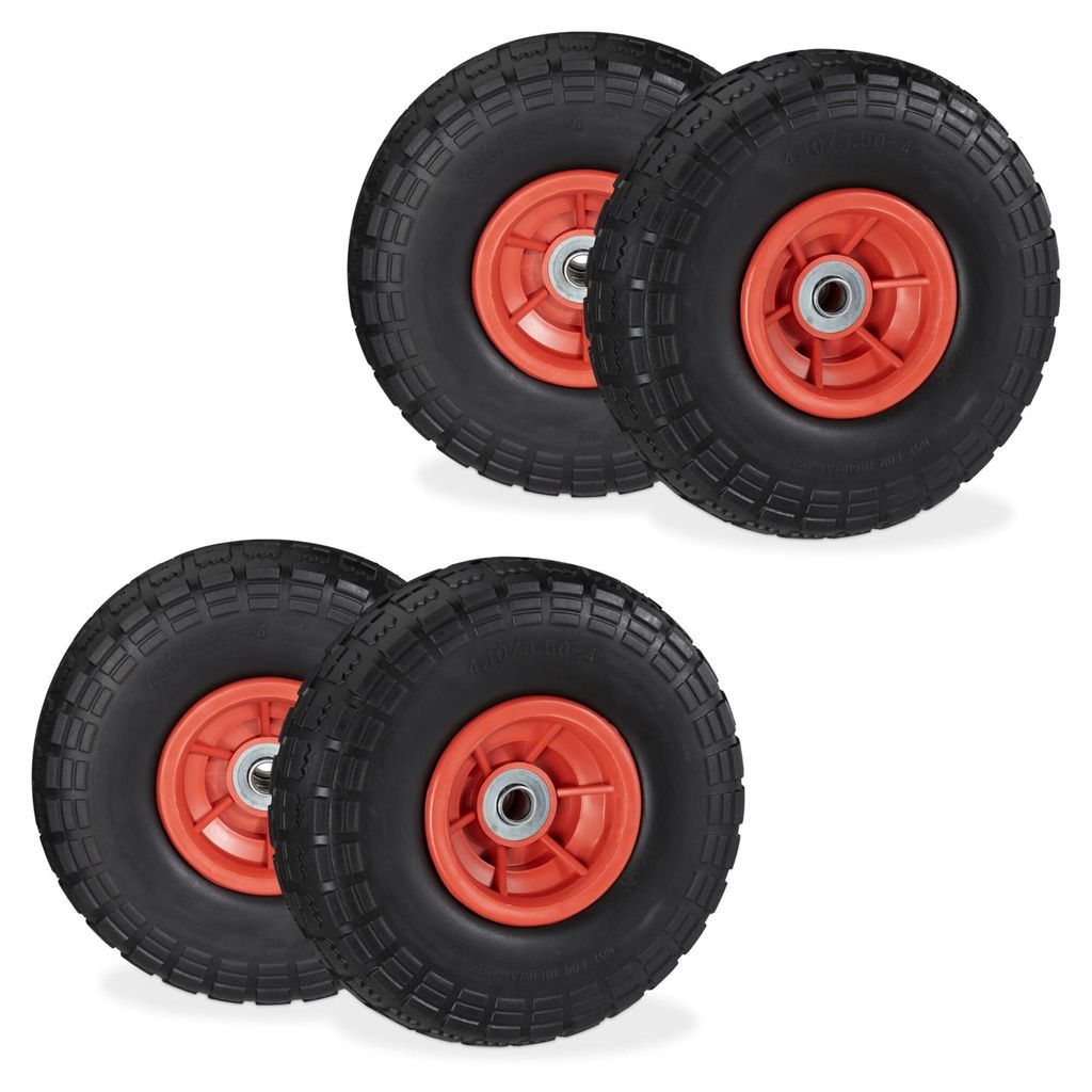 Relaxdays, jeu de 4 roues pour diable, anti-crevaison, Image du produit 