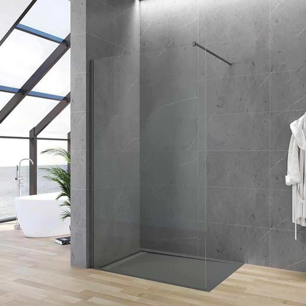 Duschwand 110x200 cm Duschtrennwand 8 mm Nano Glas Walk In Dusche mit Stabilisator