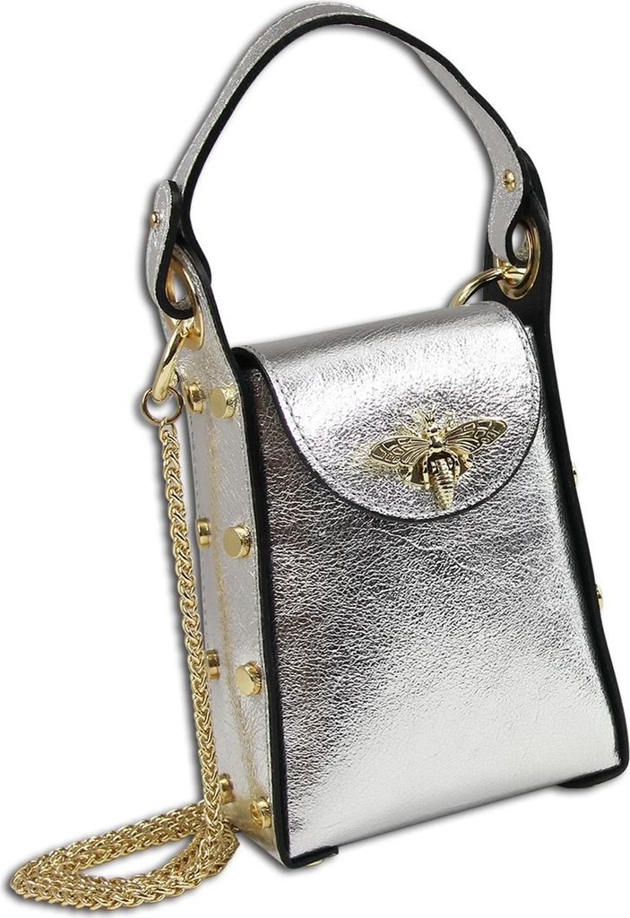 Toscanto Leder Tasche Umhängetasche silber metallic OTTM802UJ