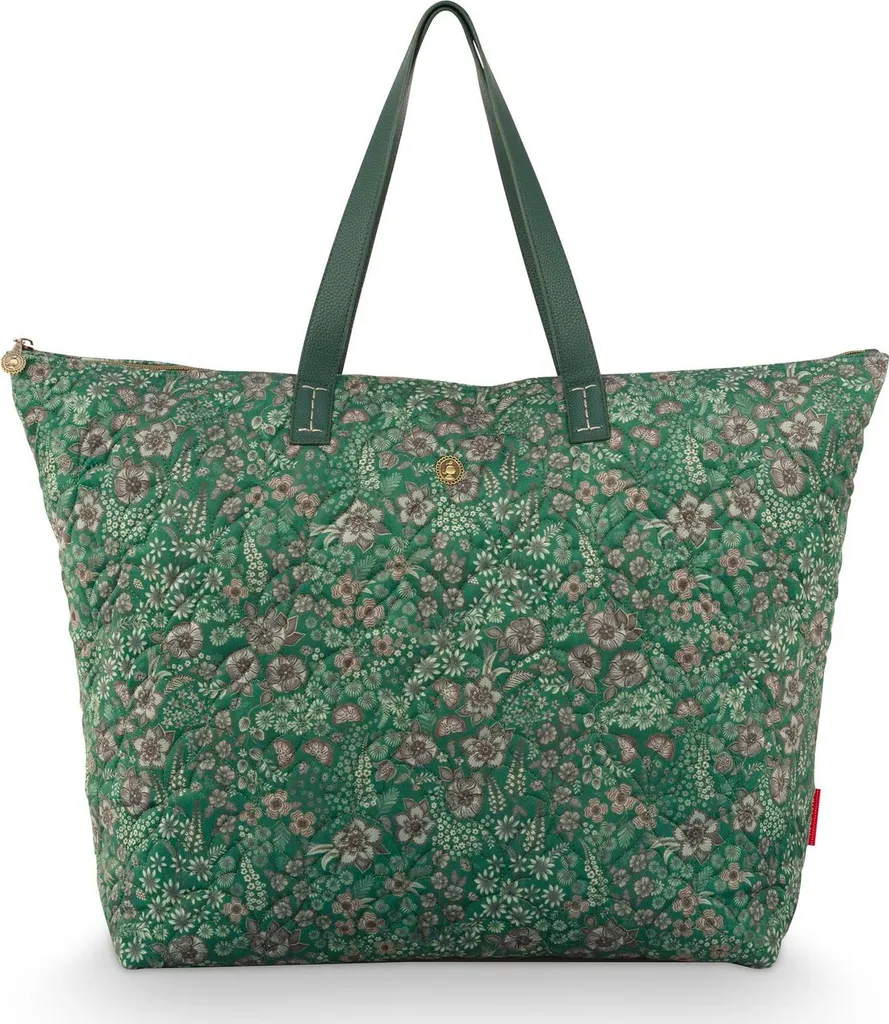 Pip Studio Borsa Tilda Tote Quilted Daisy Dreams Green - Verde Scuro