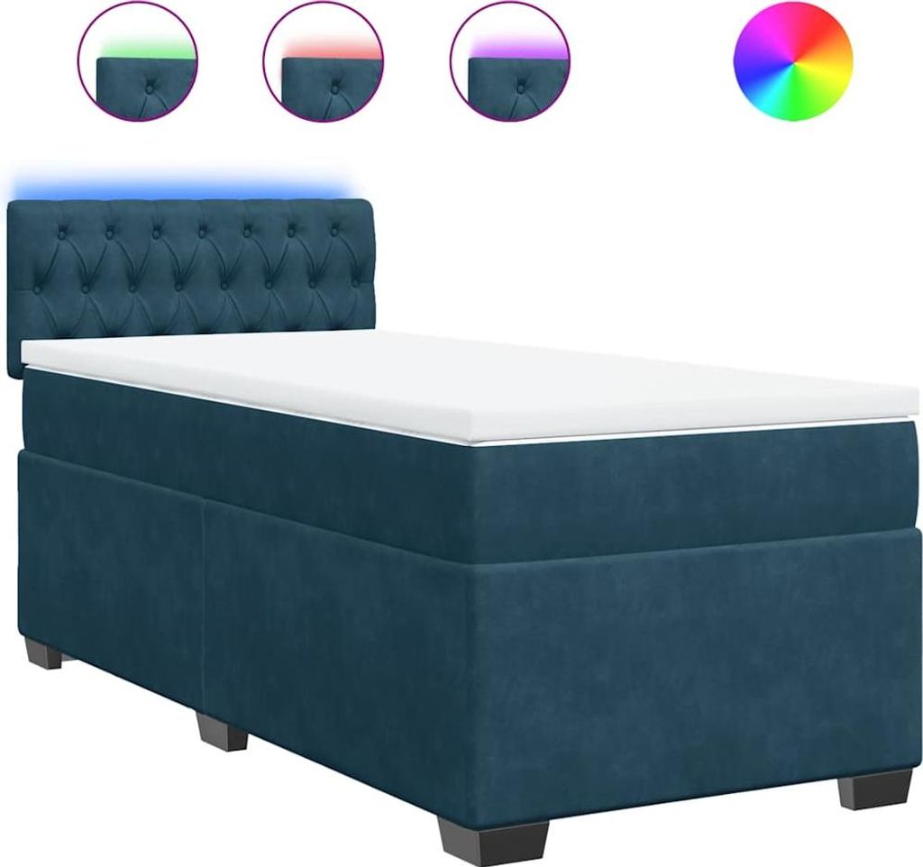 vidaXL Boxspringbett mit Matratze Blau 100x200 cm Samt