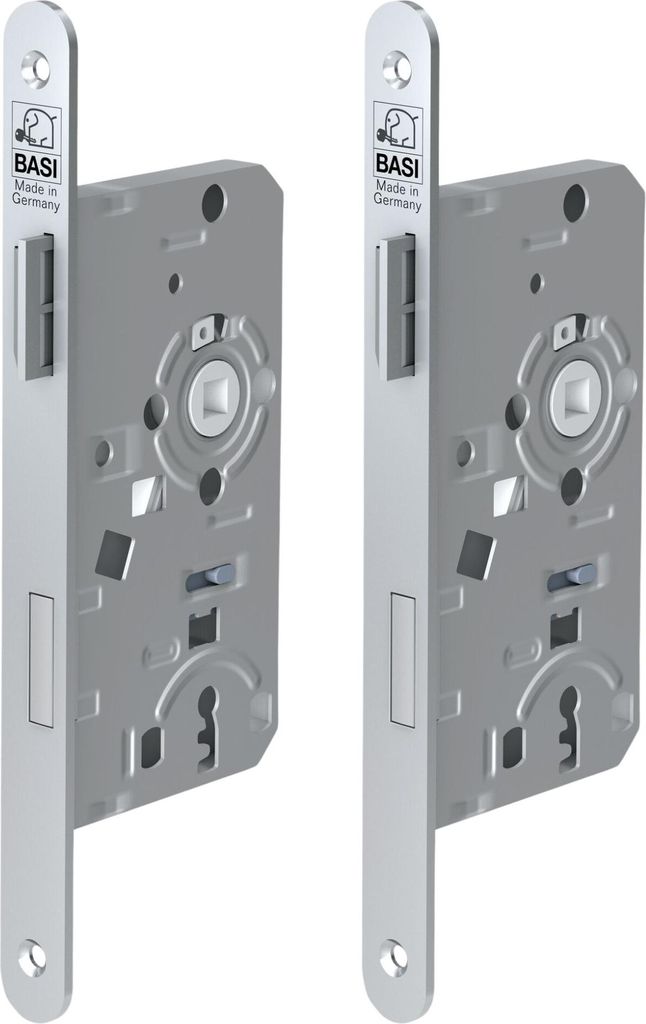 BASI - Einsteck-Zimmertürschloss - SET - 2x ES 922 - Lochung: Buntbart - Stulp abgerundet - DIN Rechts - 2x9220-5511