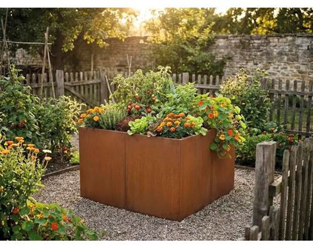 Hochbeet klassisch floraworld 100 x 100 x 70 cm Cortenstahl