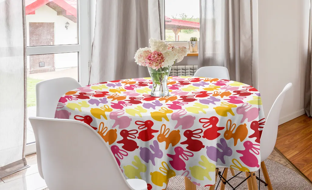 Tovaglia Rotonda Decorativa ABAKUHAUS 150cm Design Coniglietti