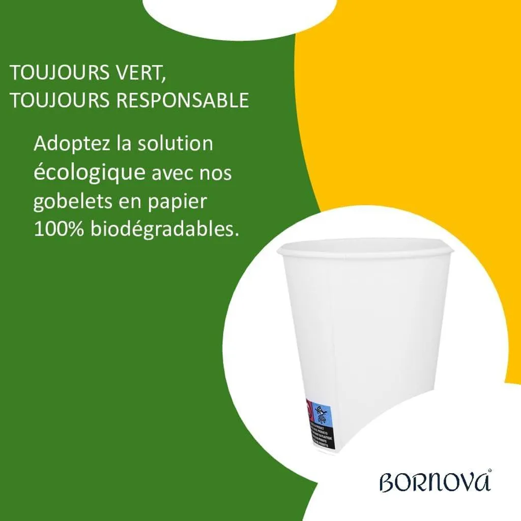 Gobelets en carton biodégradables 7 oz - Pack de 1000 unités robustes