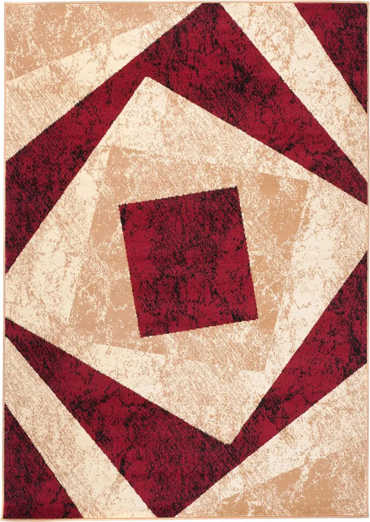 Tapis DREAM Moderne Crème Beige Rouge 250x300 cm pour Grand Salon Chic