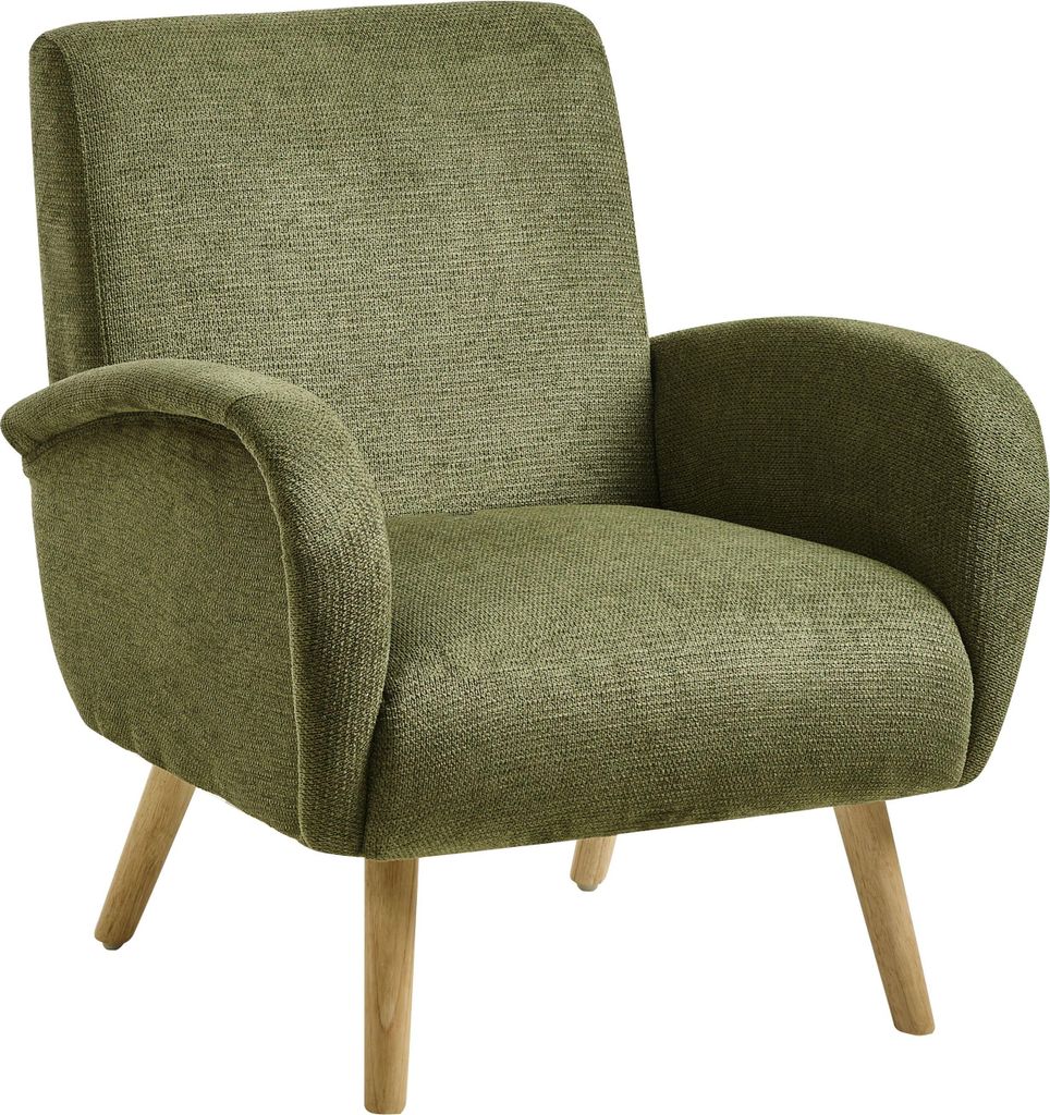BELIANI Sessel Grün Stoff mit Holzbeinen Armlehnen Gepolstert Wasserabweisend Modern Wohnzimmer Polstersessel