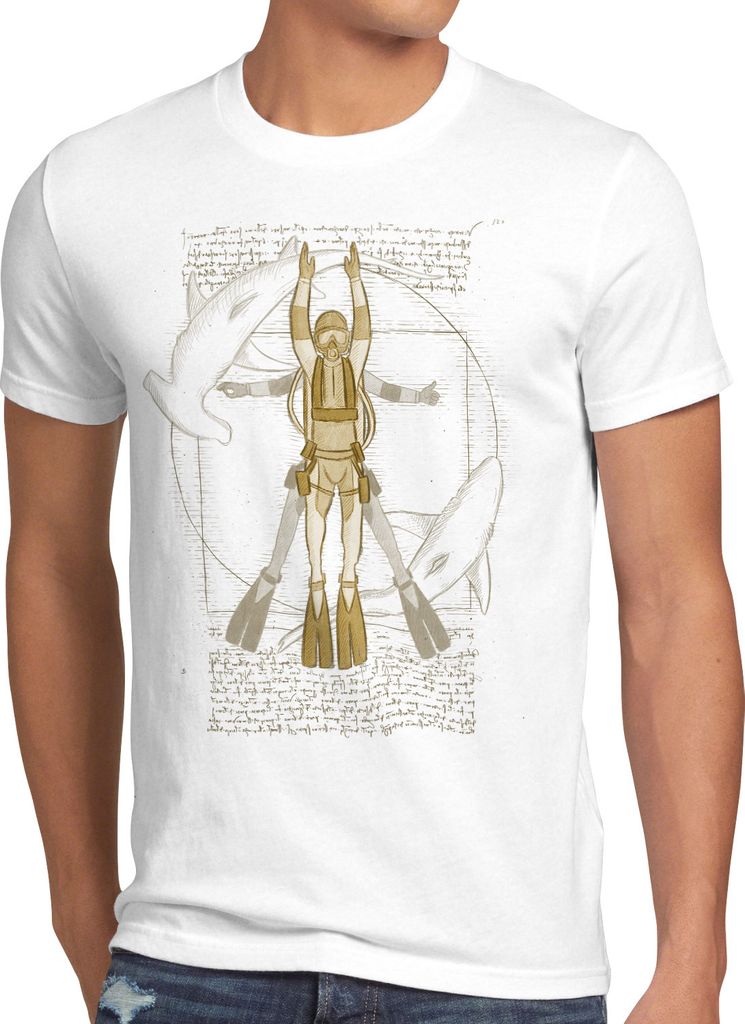 style3 Vitruvianischer Taucher Herren T-Shirt froschmann scuba schnorcheln