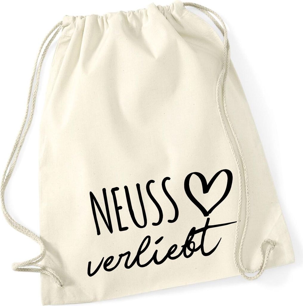Huuraa Turnbeutel Neuss verliebt 12 Liter Natural Baumwolle Rucksack Geschenkidee