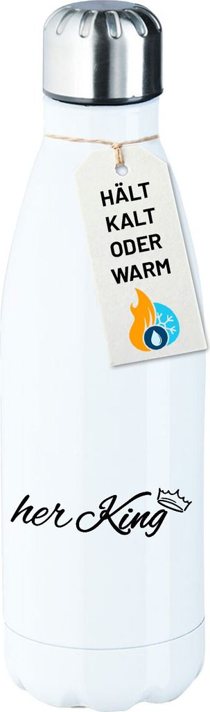 Huuraa Trinkflasche her King Krone 500ml White Edelstahl Wasserflasche Trinkflasche Geschenkidee