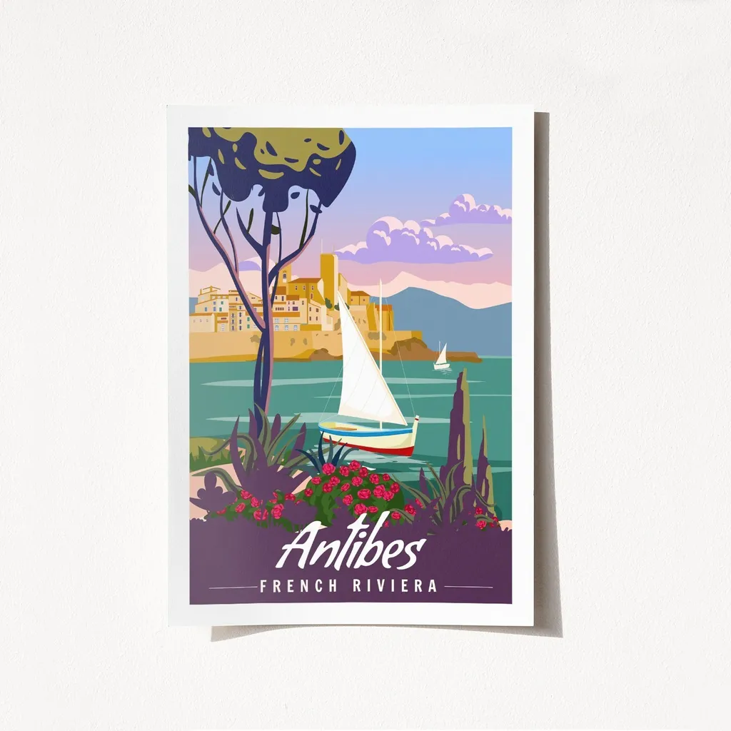 Décoration de Salon Poster Antibes 2022 Affiche Design 50x70 Satin