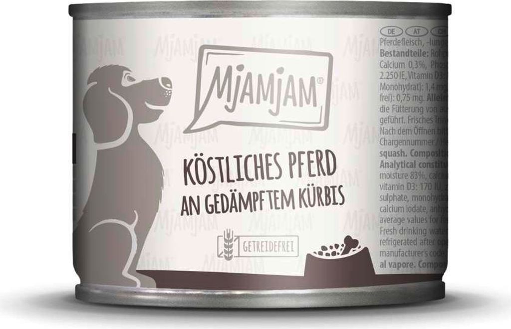 MjAMjAM Dog - Leckere Mahlzeiten Dose 6x200g | Pferd & Kürbis