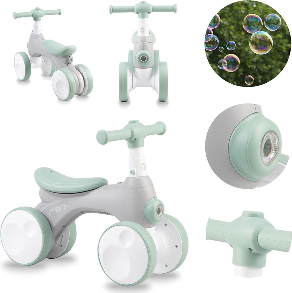 MoMi TOBIS Kinder Laufrad - Seifenblasen, Leuchte und Hupe, Produktbild 