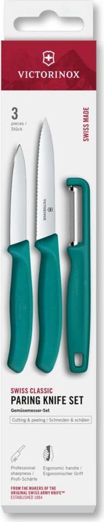Swiss Classic, Gemüsemesser mit I-Schäler, 3tlg, grün, Box