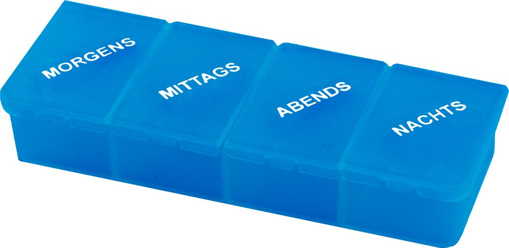 Sundo Pillendose mit 4 Fächern und Tagesaufteilung – Blau