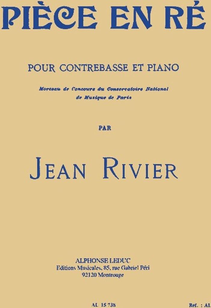 Rivier Piece En Re Contrebasse Et Piano