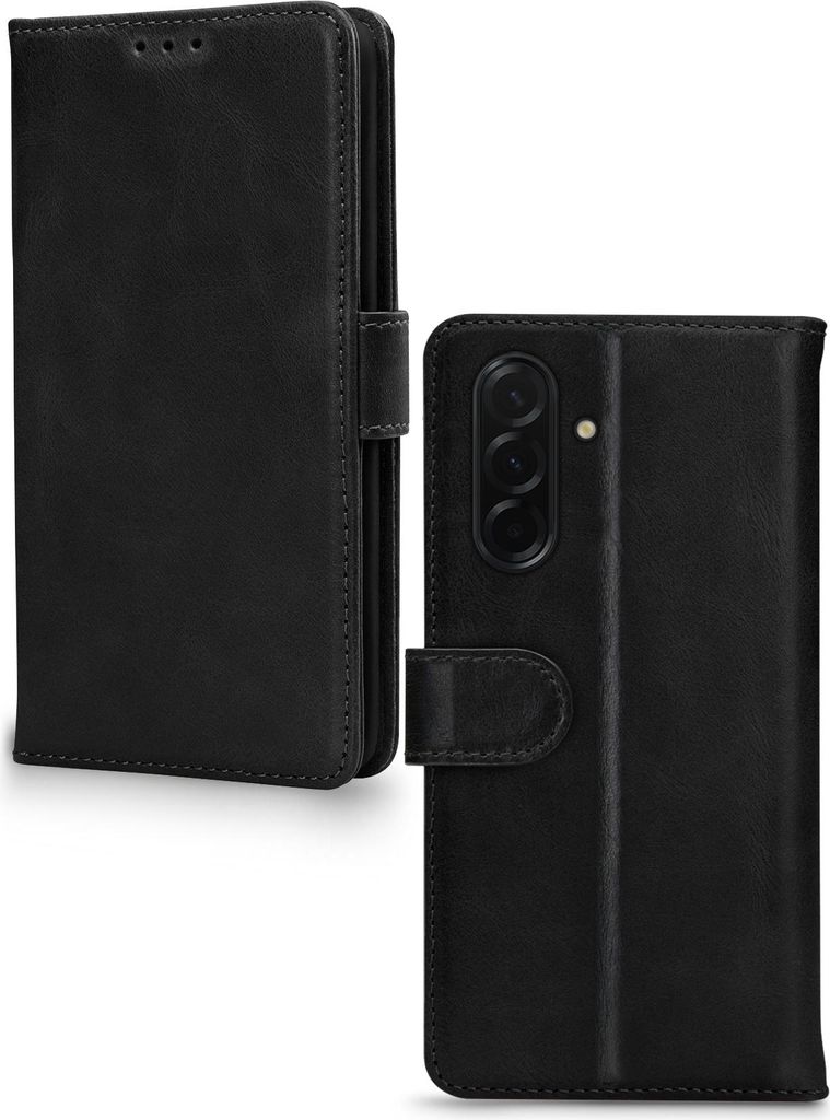 Mobilize Wallet Handyhülle für Samsung Galaxy A36 Hülle Echtes Leder Klapphülle Geldbörse - Schwarz