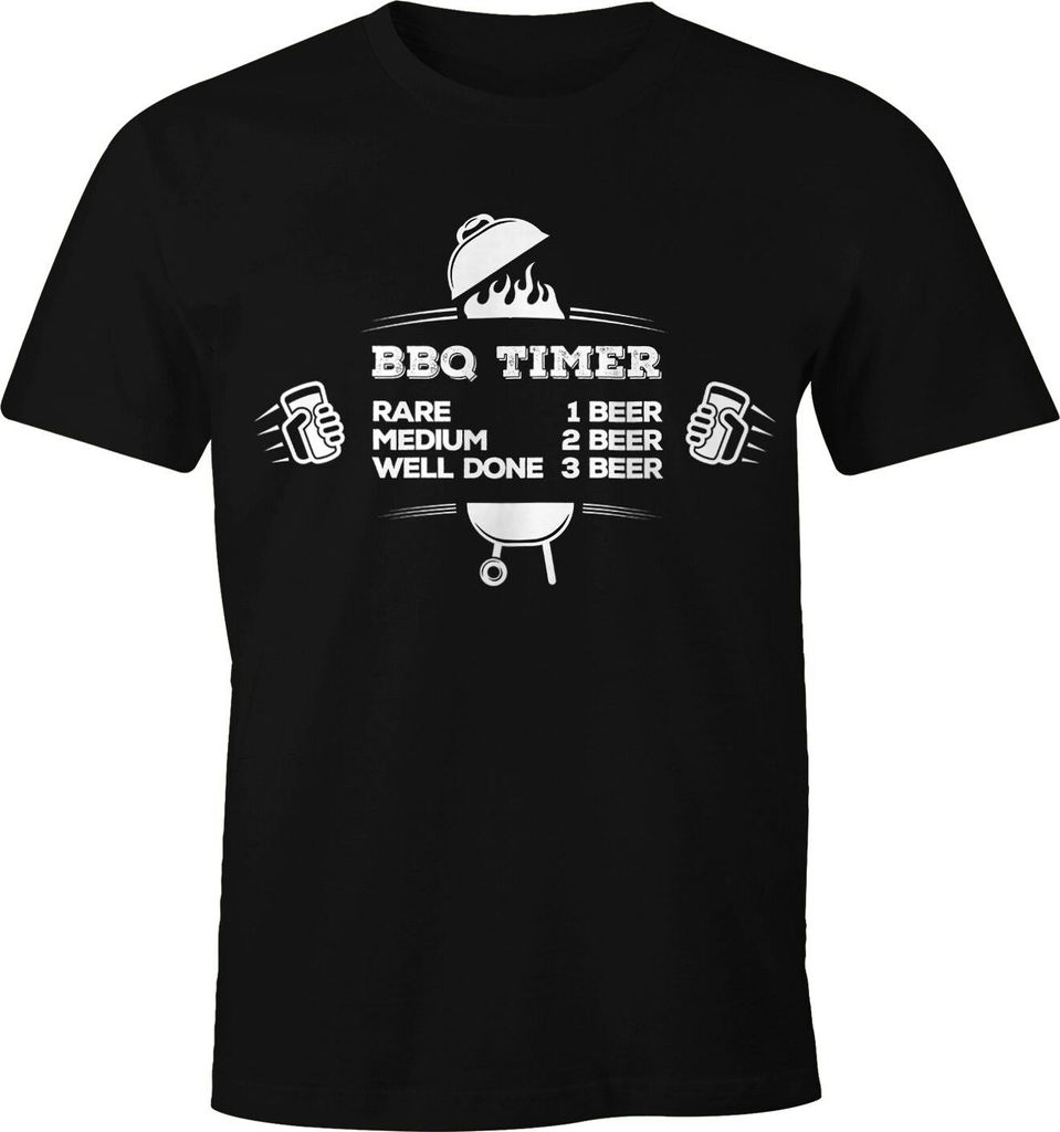 Herren T-Shirt BBQ Timer Fun-Shirt Grillen Barbecue Tee Sommer Food Moonworks schwarz XXL