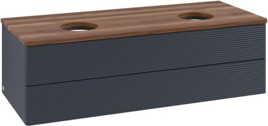 V&B Waschtischunterschrank mit Frontstruktur, mit Beleuchtung Antao 120x36x50cm, WBP w. wal, md bl. m Lac