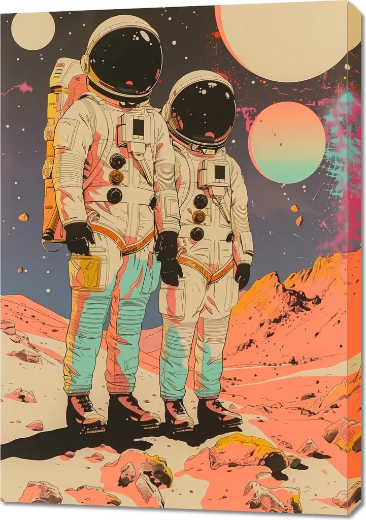 Arredo Moderno: Quadro Astronauti 70x100 cm per Soggiorno e Ufficio