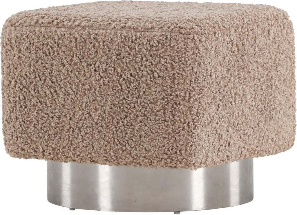 FURNLUX Hocker Newton Braun Und Silber 45cm / Hauptfarbe: Braun / Abmessungen: 45 x 45 x 38 cm