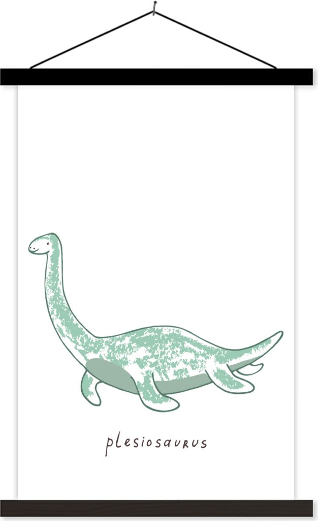 MuchoWow Textilposter Kinderzimmer - Plesiosaurier - Dinosaurier - Junge - Mädchen - Kind 60x90 cm mit schwarzem Rahmen - Poster Wohnzimmer