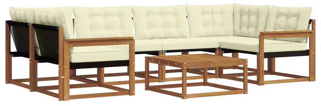 vidaXL Outdoor-Sofagarnitur mit Kissen 7 pcs Natur und Creme