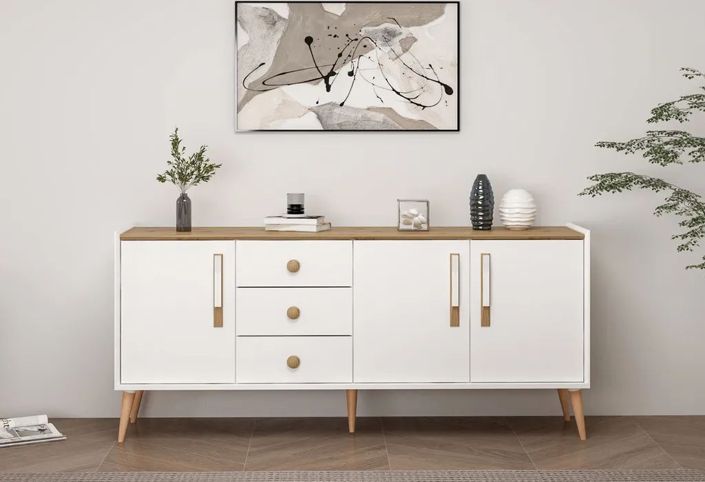 Skye Decor Mitra Console en Blanc 180cm en Bois Mélaminé Design Moderne