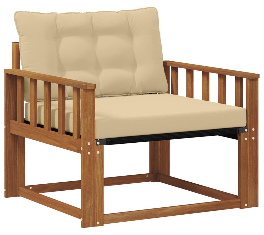 Outdoor-Sofagarnitur Massives Akazienholz und Textilene Natur