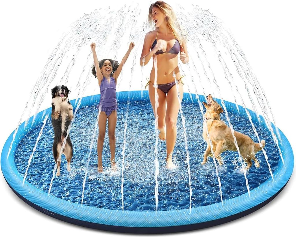 Spielgerät für den Außenbereich, 220 cm, rutschfester Pool, für Kinder und Hunde, Wasserspiele (Blau)