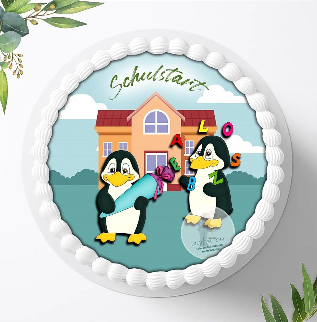 Für die Geburtstags Torte ein Tortenaufleger, Zuckerbild mit dem Motiv: Schulanfang, Essbares Foto für Torten, Fondant, Ø 20cm, 0096c