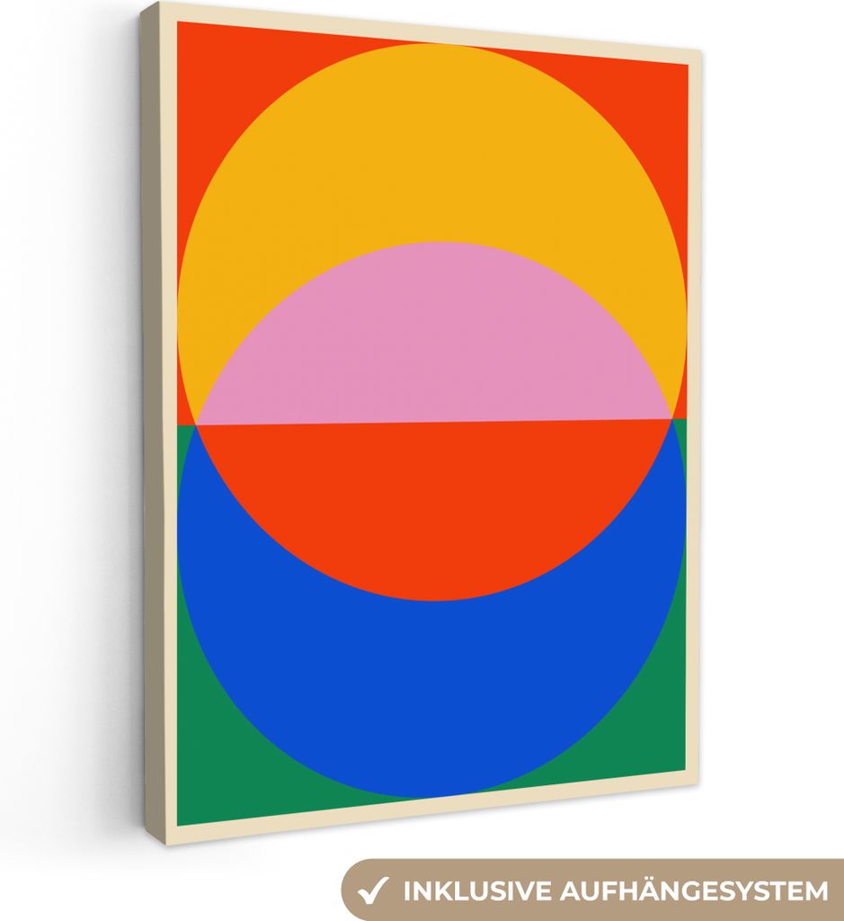 MuchoWow - Leinwandbilder - Bauhaus - Modern - Abstrakt - Retro - Kunst, Wandbild, Wanddeko Bilder Wohnzimmer, 30x40 cm