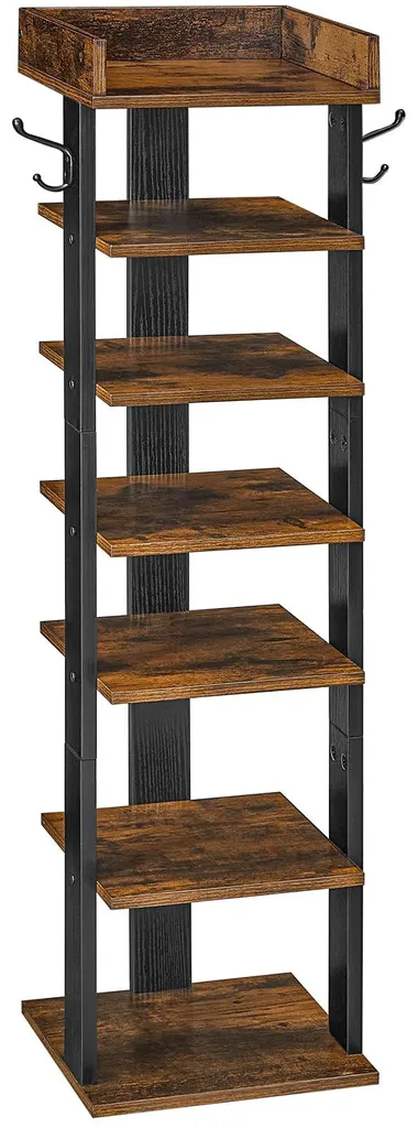 Étagère à chaussures verticale EBF61XJ01 à 7 niveaux marron et noir