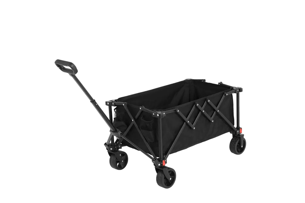 Carrello a mano AIORBER, 80 L, pieghevole, staccabile, manico auto-raddrizzante, trolley, per campeggio, spiaggia, 76,98x48x45cm, nero