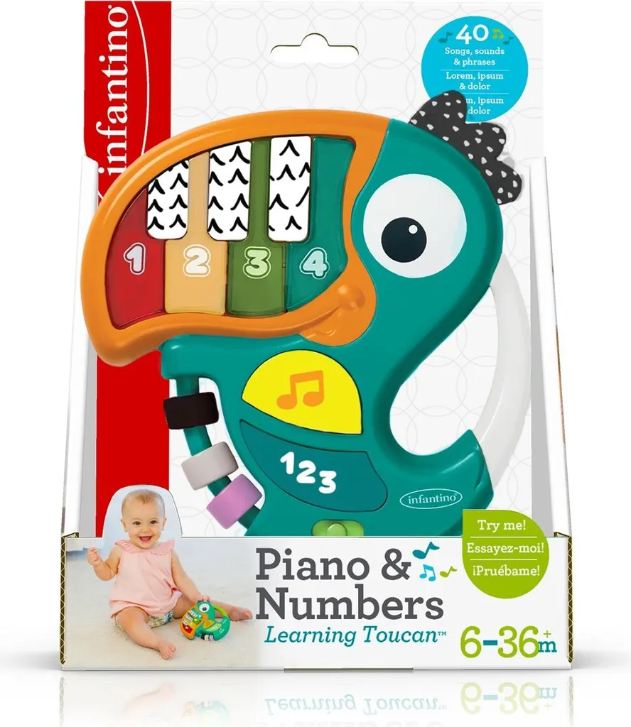 Jouet Piano Toucan Lumineux et Musical - Apprentissage Chiffres et Sons