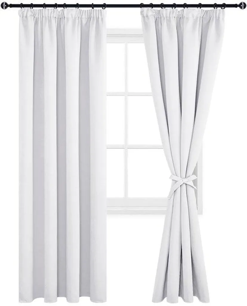 Lot de 2 Stores Occultants Gris et Blanc 140 x 245 cm pour Fenêtre
