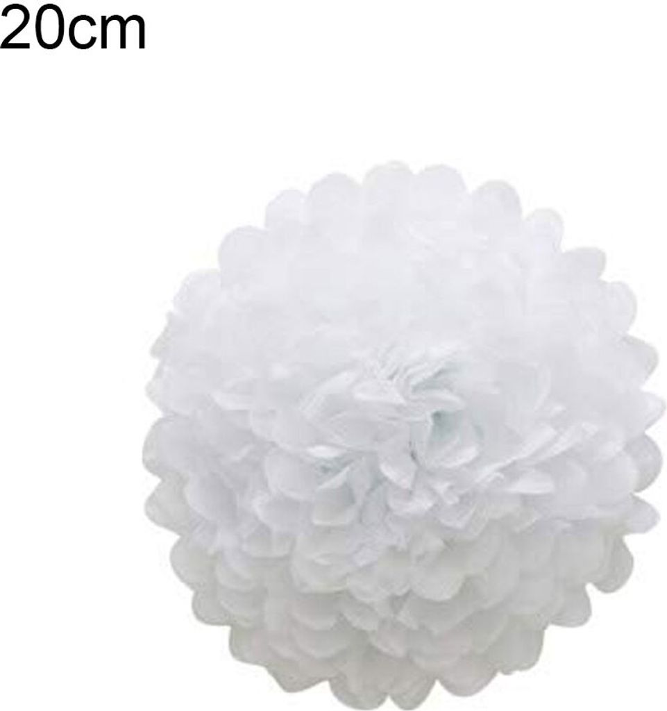 handgefertigter Bastelpapier Blumenball DIY Zeremonie Geburtstag Hochzeitsfeier Dekoration-Weiß ,Größen:20cm