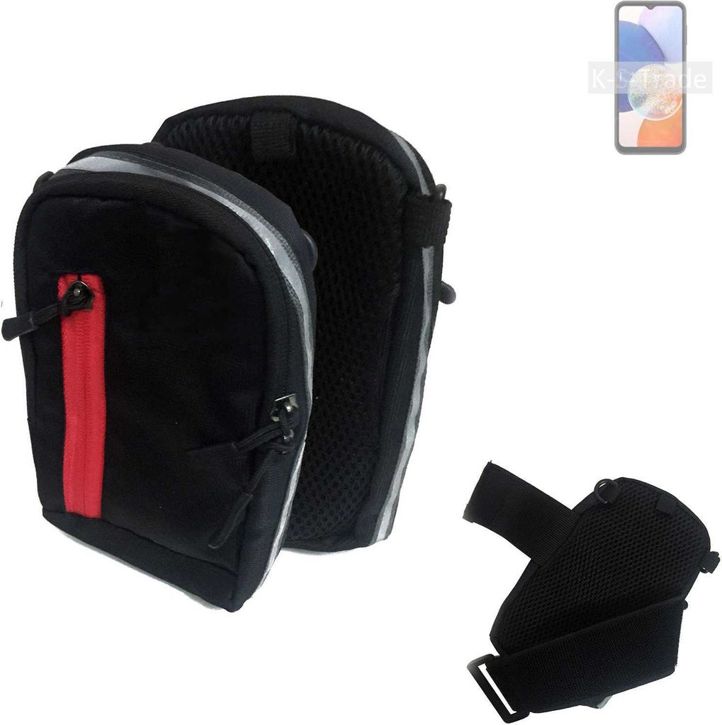 K-S-Trade Outdoor Gürteltasche Holster Umhängetasche kompatibel mit Samsung Galaxy A14 5G schwarz Handy Tasche Case travelbag Schutz Hülle Handy